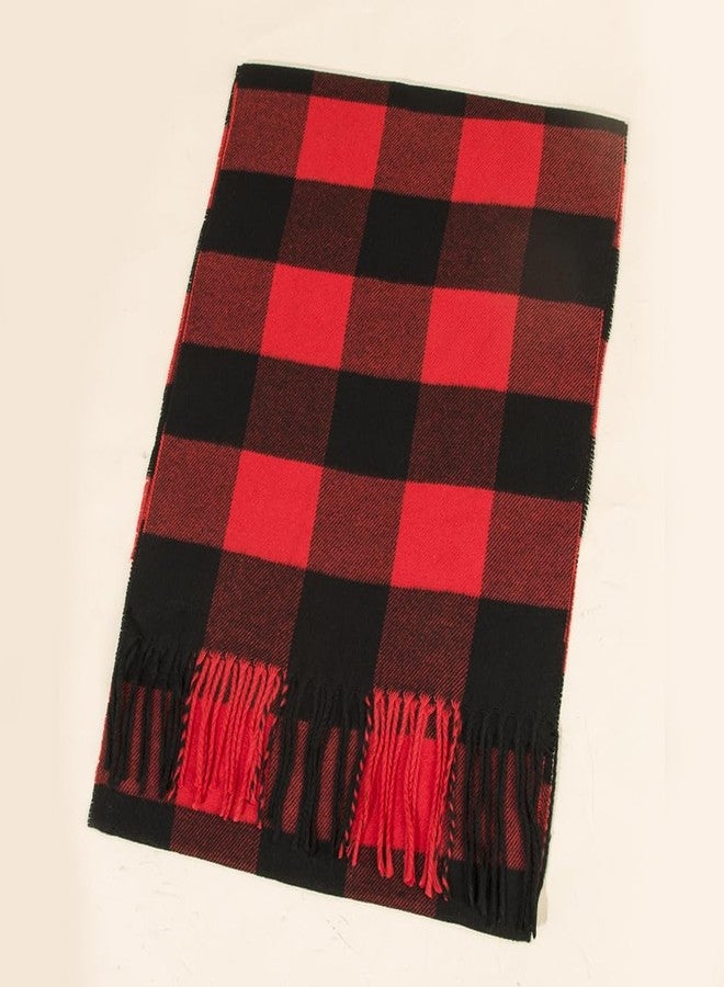 Vikodah Mens Womens Winter Warm Scarf Classic British Black Red Christmas Plaid Soft Cashmere Feel Tassle Long Shawl - Image 3